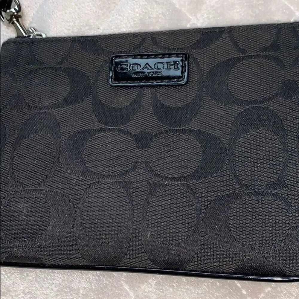 Coach Long Zip Monogrammed Wristlet